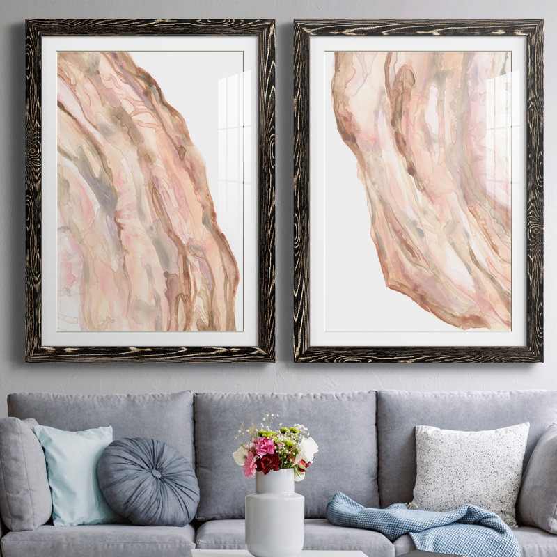 Rose Quartz I encadré mat - prêt à accrocher, Cadre noir, H 20 po x l 17 po x P 1 po