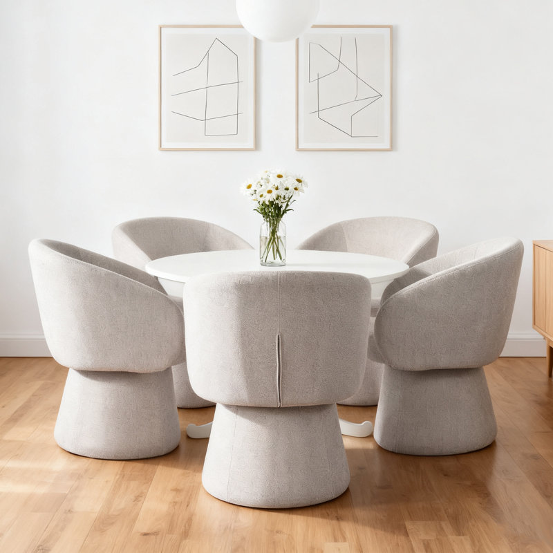 24.8" Wide Modern Cream Fabric Dining Chair