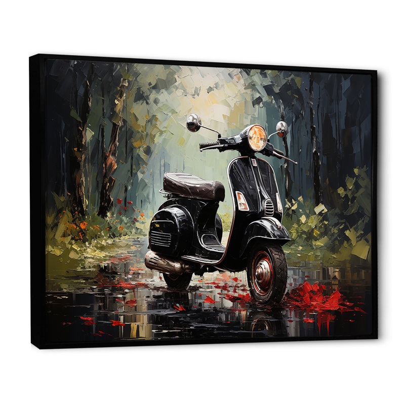 Scooter Adventures I sur impression sur toile, Cadre flottant noir, H 34 po x l 44 po x P 1,5 po