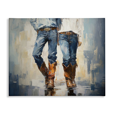 Cowboy & Cowgirl Couple Canvas Wall Art by Ramona Murdock