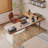 Brown L-Shaped Solid Wood  corner  desk-108349346-108349343
