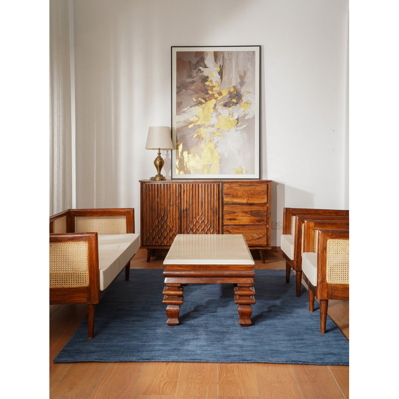 Sahale Hand Knotted Loom Wool Eco-Friendly Area Rugs  -  Rectangle, Blue Color, Plain Solid Design, High Pile Thick Handmade Anti Skid Area Rugs for Living Room, Bed Room