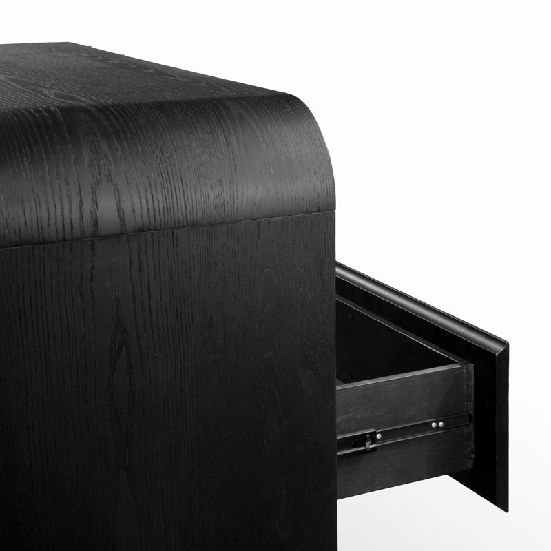 Commode verticale en bois massif à 5 tiroirs 38 po Nori, Noir