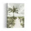 Affiche murale rétro vintage abstraite représentant un chemin de plage tropical et un palmier côtier-909459981