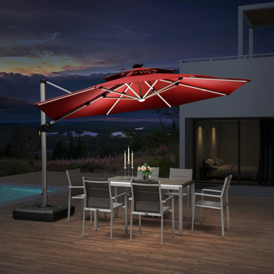 Parasol lumineux rond 12 pi Senner, rouge