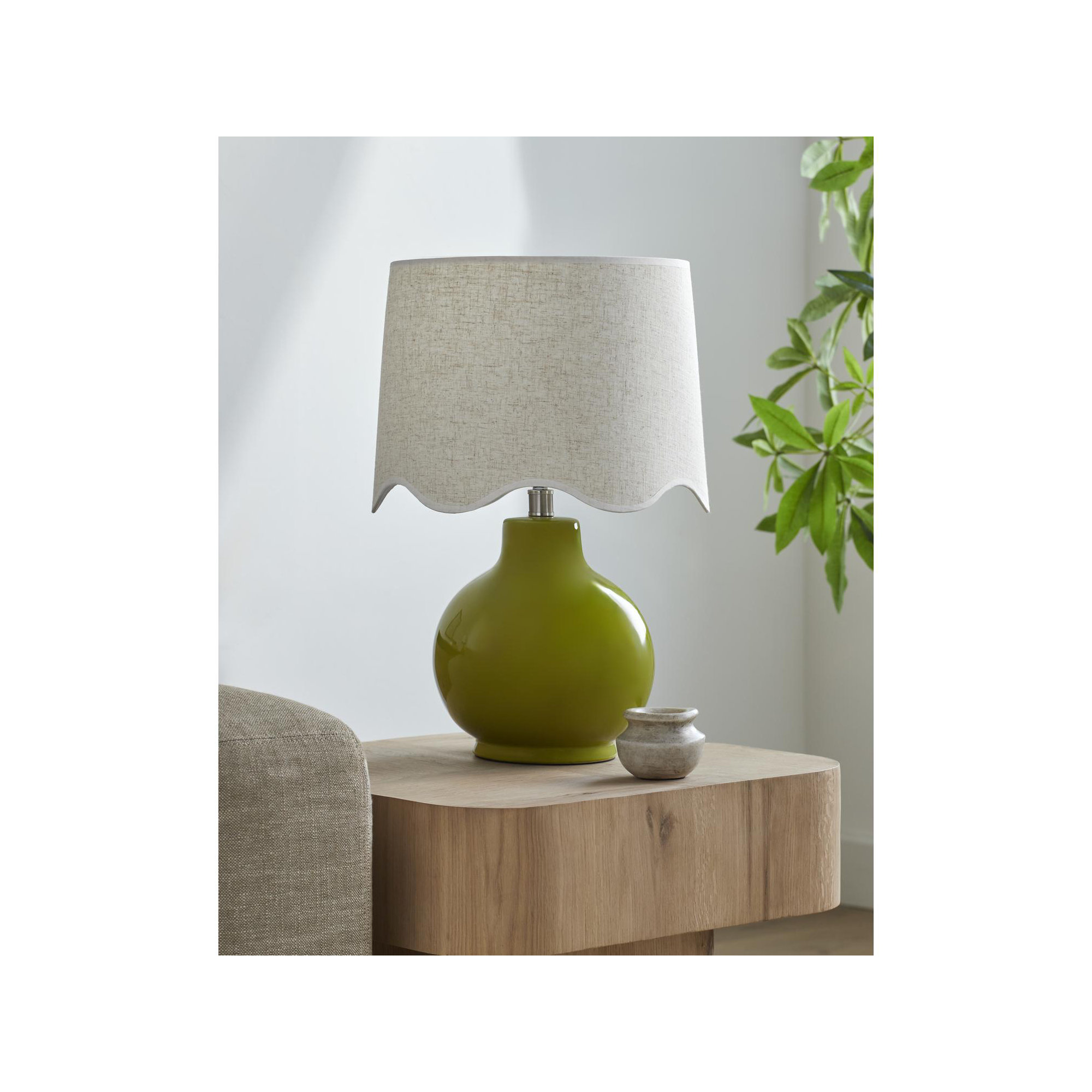 Maura Accent Table Lamp, Beige, Green, 22"H x 15"W x 15"D
