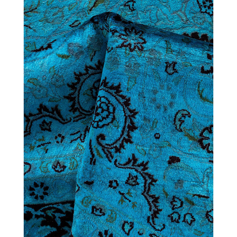 Daia One-of-a-Kind Round 8' 1" X 8' 2" New Age Round Wool Area Rug Blue