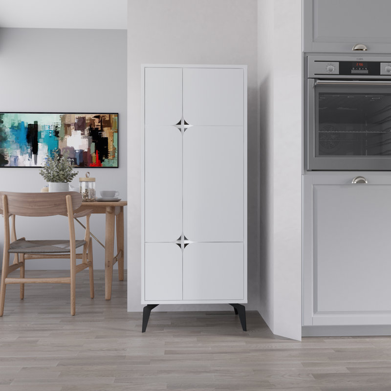 Alpers 6-Door Storage Cabinet High-Quality Engineered Wood Versatile Design, White