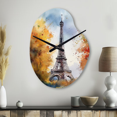 Pastel Eiffel Tower In Paris III - Horloge murale asymétrique Paris