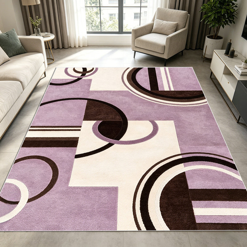 1PC Modern Abstract Geometric Circle & Square Pattern area rugs for Living Room, Soft, All seasons, Easy-maintain, Washable Indoor mat, Farmhouse suitable for for dining room, bedroom, home office...