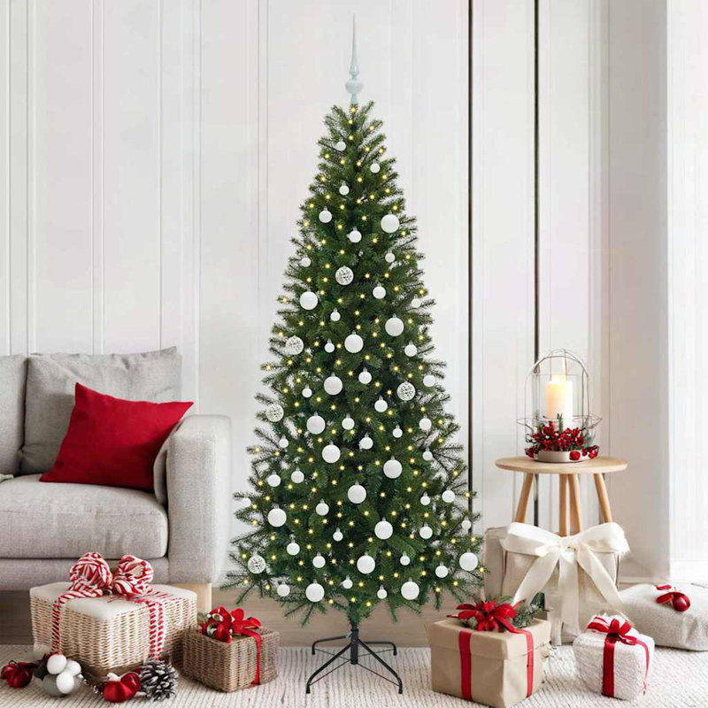  Artificial Christmas Tree with 300 LEDs  PE and PVC, White, 5.91' H