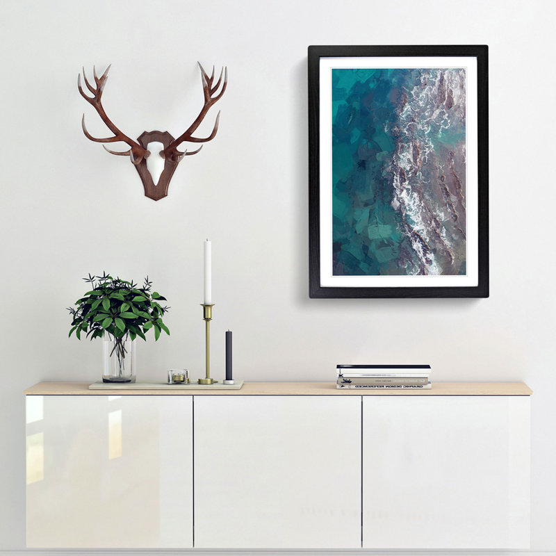 Aerial View of the Ocean in Abstract - Picture Frame Graphic Art Print, 36cm H x 27cm W x 2cm D, Black Framed