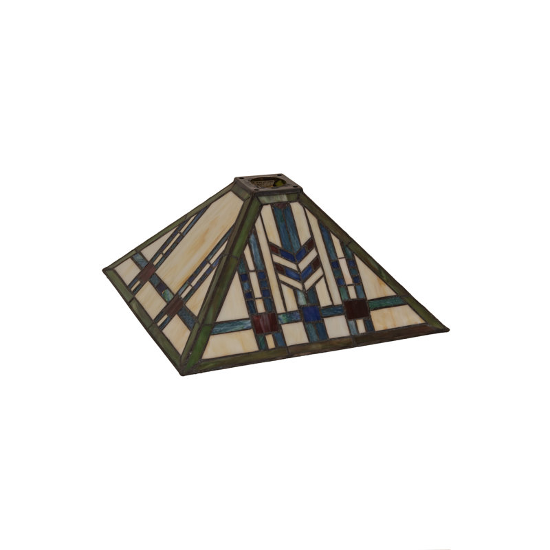Abat-jour carré de blé 13 po, Bleu / vert / beige / rouge