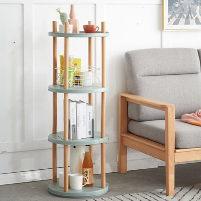 Storage Shelf, 360° Rotating Bookshelf, 4 Tier Bookcase Multifunctional Storage Rack, Standing Shelf