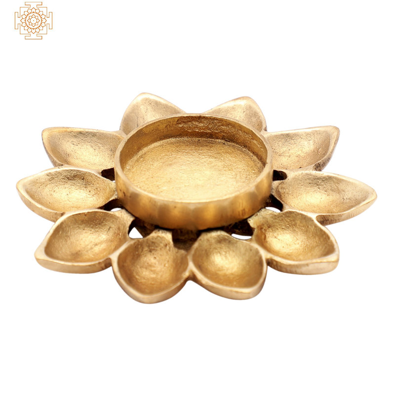 Brass Tabletop Candelabra, 1" H x 4" W x 4" D