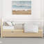 Structure de lit simple avec tête de lit blanche brillante élégante et tête de lit gigogne pratique en chêne brillant, espace pour la chambre à coucher-386832125