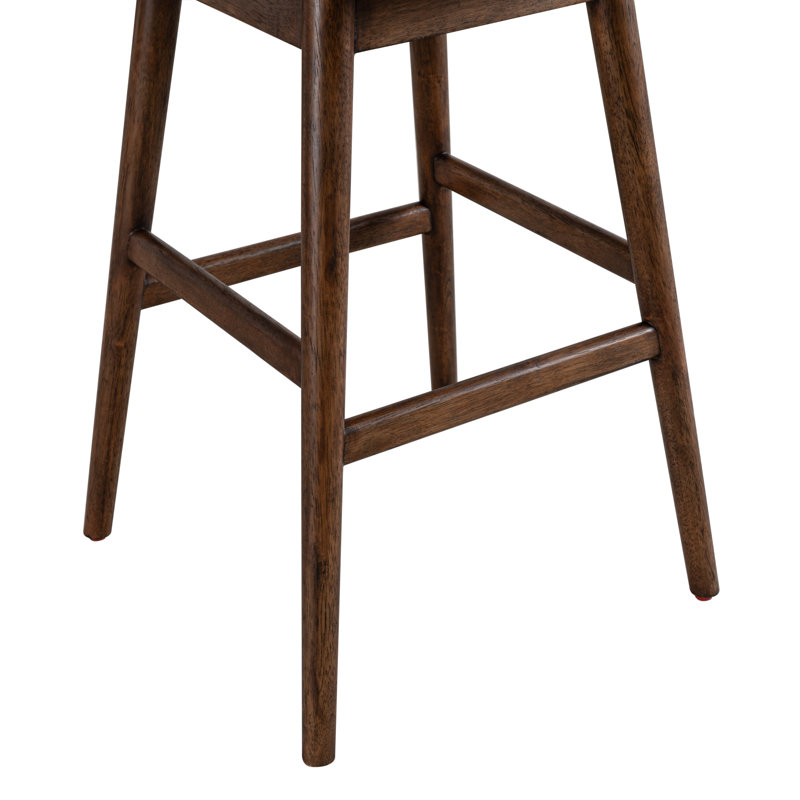 Tabouret de bar pivotant rembourré en bois massif avec siège en tissu Wasserman, Chêne brun, 1