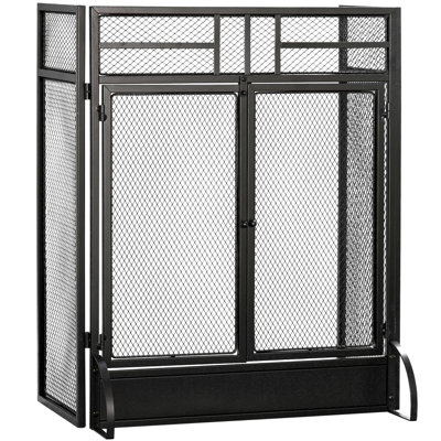 3-Panel Folding Fireplace Screen Door