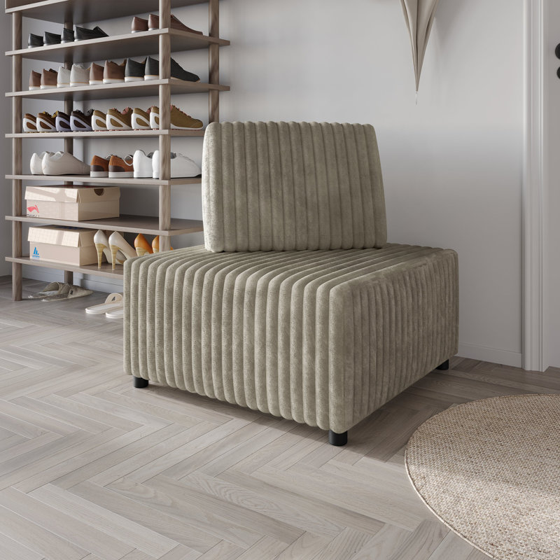 Siège d'angle en velours beige, Beige