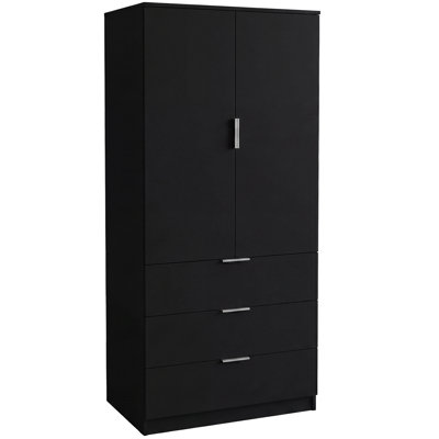 Modern 2 Door 3 Drawer Wardrobe with Hanging Space for Bedroom Storage & Organisation