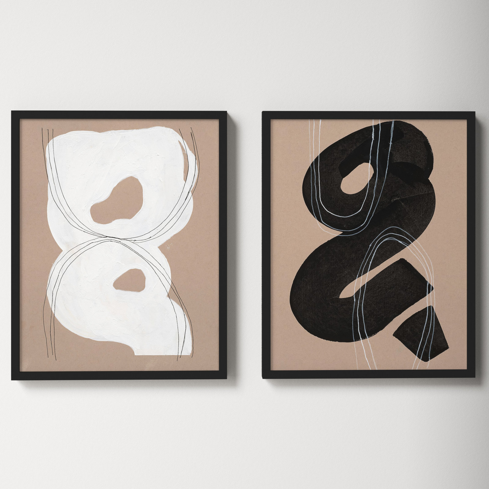 Free Form 5&9. Set Of 2 by Andrea Stokes, Black Wood, 20" H x 16" W x 1.25" D