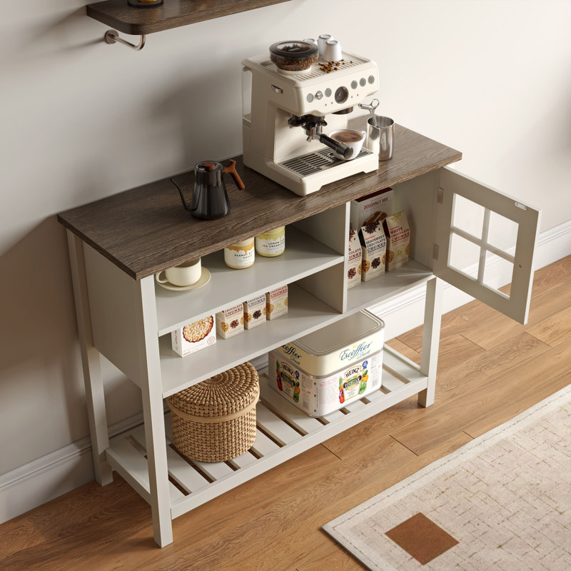 39.4" W Sideboard with Glass Door and Adjustable Shelf, White