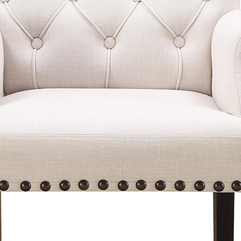 Millville 19.5'' H Tufted Upholstered Armchair, Rustic Espresso, White