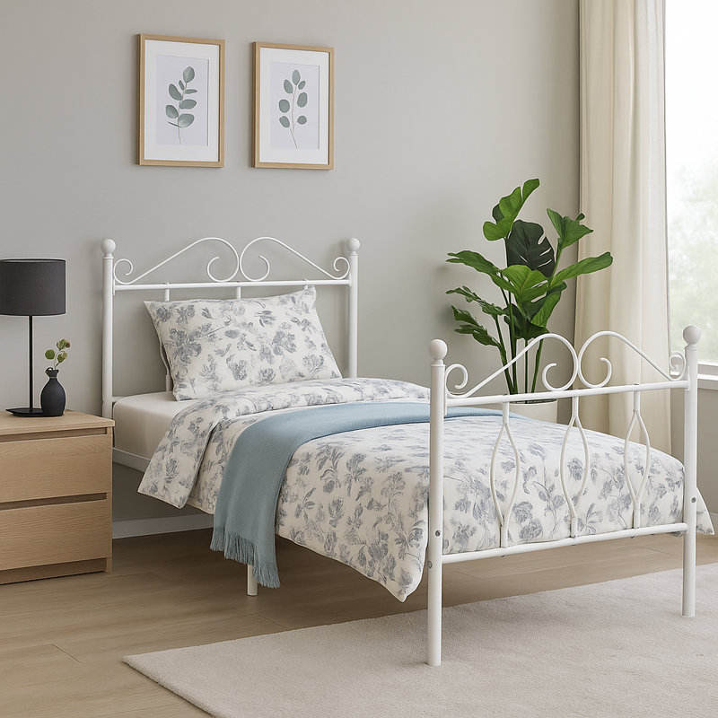 Dandy Metal Single Bed Frame, White