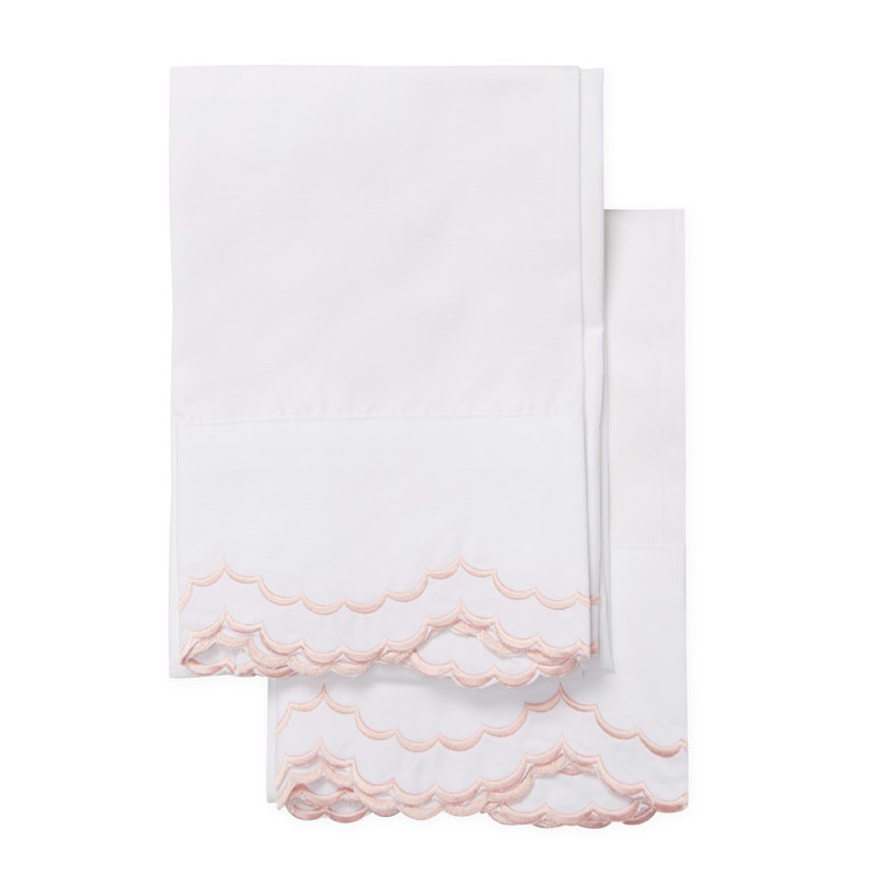 Bara Percale Sheet Set, Rose/White, Full Sheet Set with 2 Pillowcases