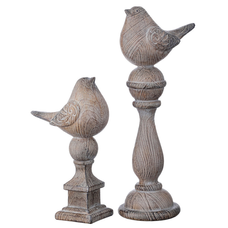 8.5-12" Resin Bird On Pedestal