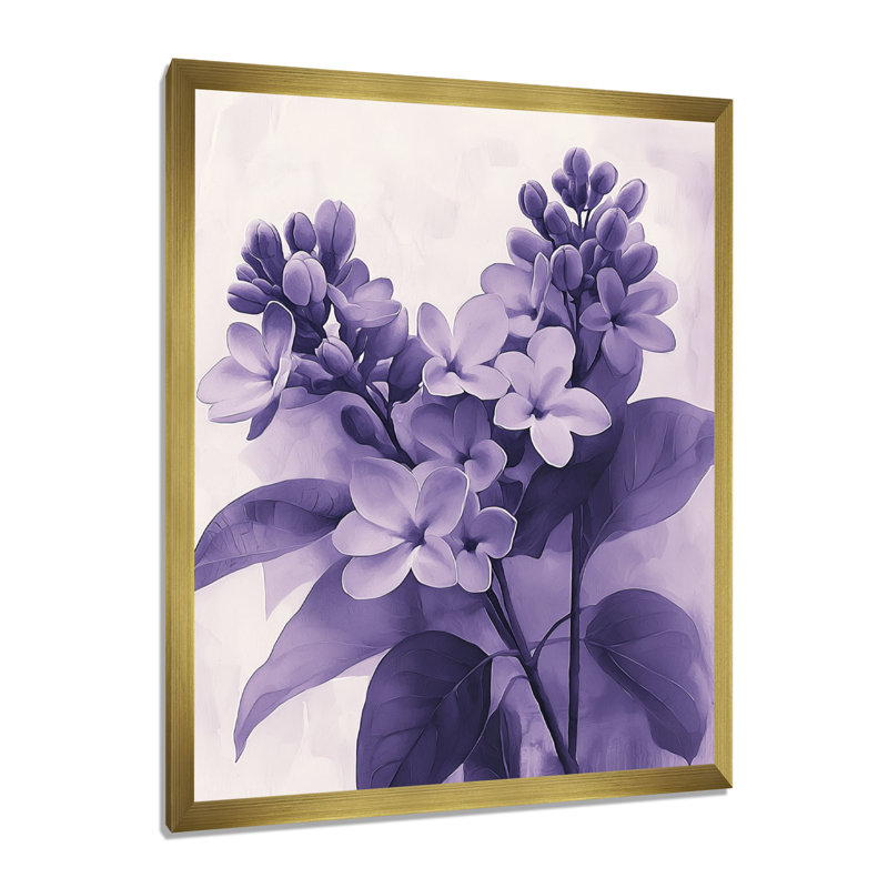 Britany - Floral Wall Art Prints, H 32 po x l 24 po, Reproduction encadrée sans passe-partout, Doré