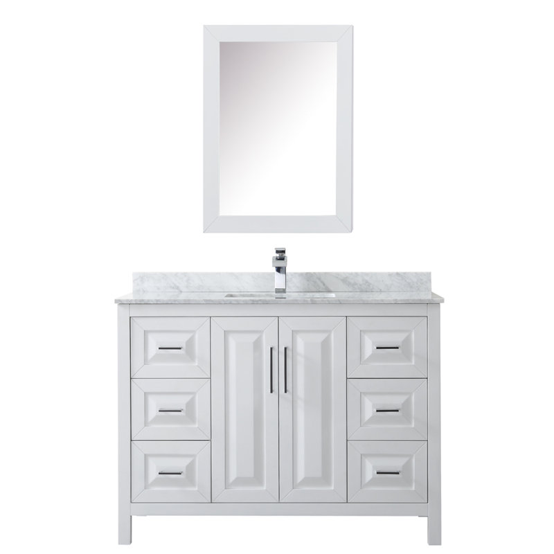 Daria 48'' W Single Vanity, Polished Chrome, White Cultured Marble, White