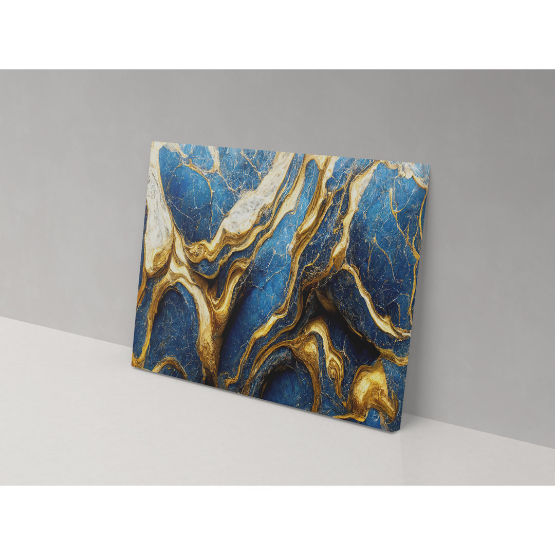 Golden Blue Bark - Wrapped Canvas Painting