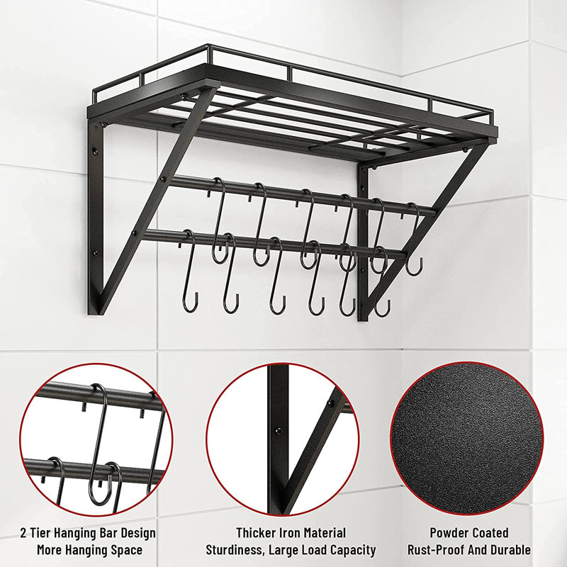 Metal Rectangle Wall Mounted Pot Rack