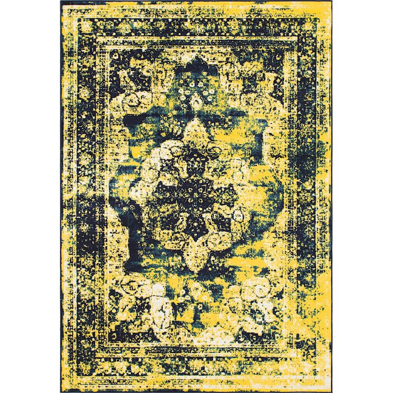 Tapis oriental jaune Oneita, Rectangle 5 pi x 8 pi