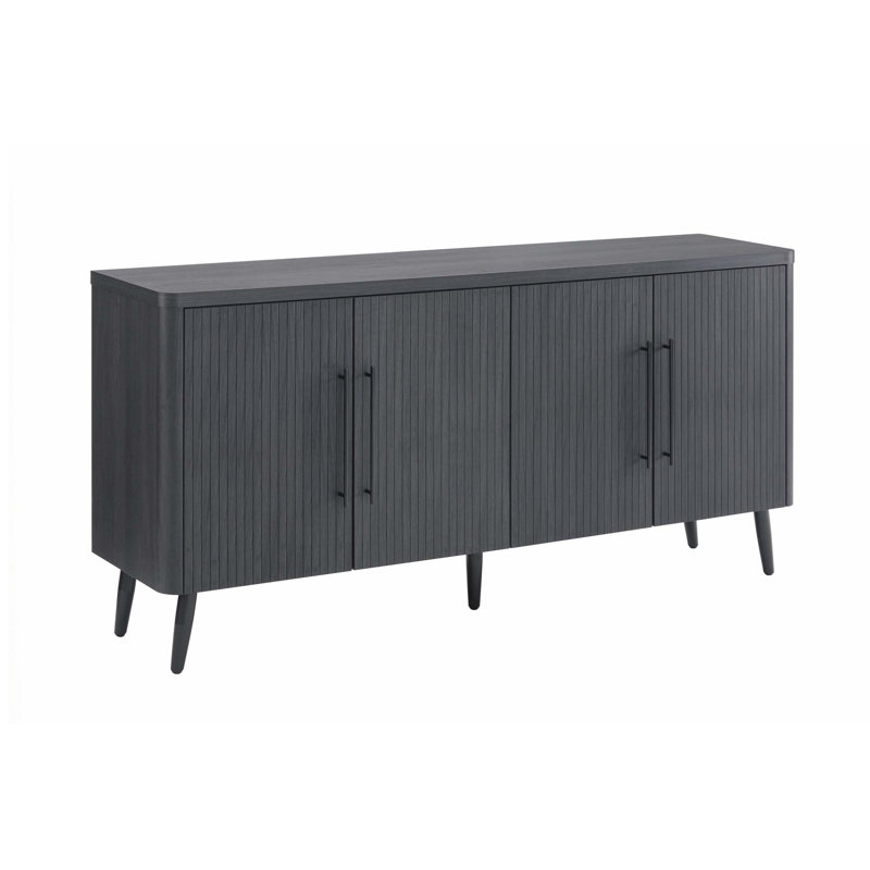 65" Fluted Sideboard in Charcoal Gray, Charcoal Gray