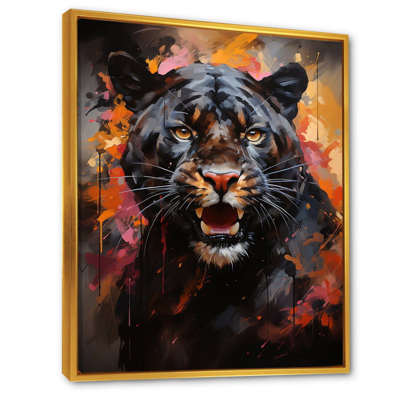 Dynamic Black Panther Spirit I, H 32 po x l 24 po x P 1 po, Cadre flottant doré