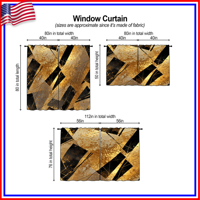 Rideaux géométriques abstraits et géométriques obscurcissant - 2 panneaux, 20 po x 60 po - 2 panneaux, Transparent