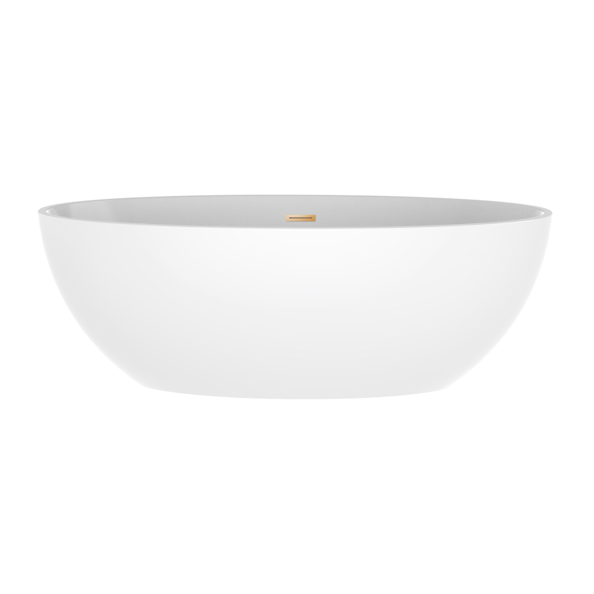 Freestanding Soaking Acrylic Bathtub, 23.2" H x 39.8" W x 68.5" L, White/Titanium Gold
