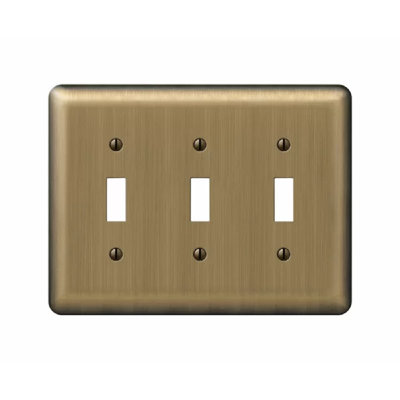 Amerelle Devon Brushed Brass 3 gang Stamped Steel Toggle Wall Plate 1 pk