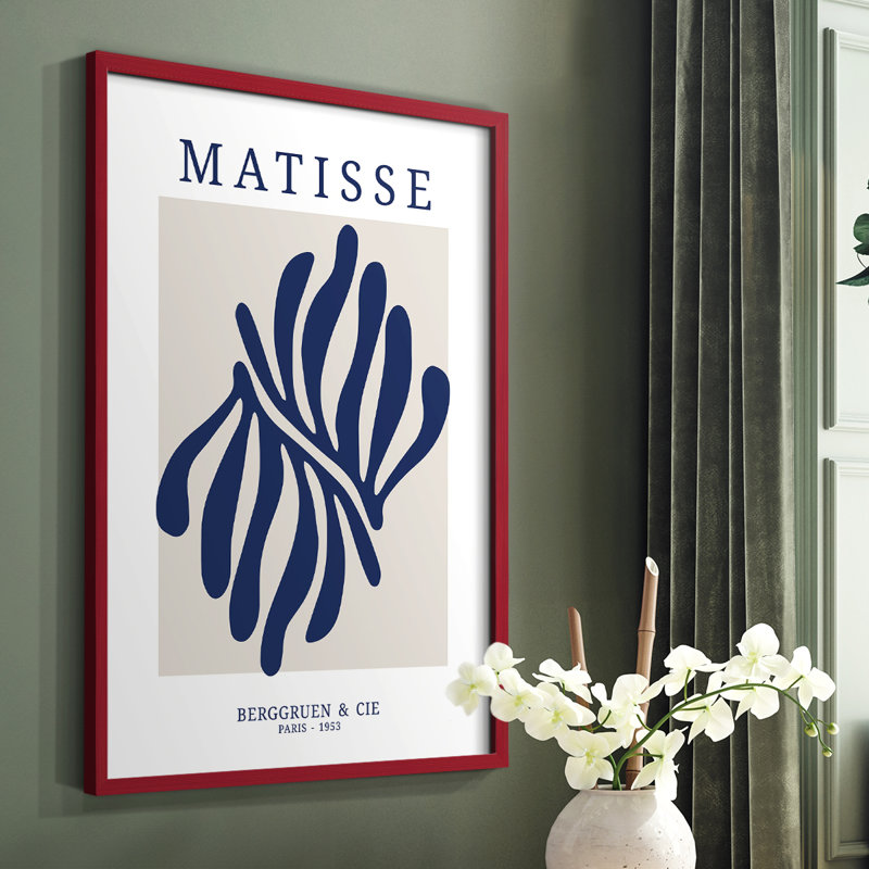 Matisse CDXII, reproduction encadrée - bois massif, Cadre simple rouge, H 10 po x l 8 po