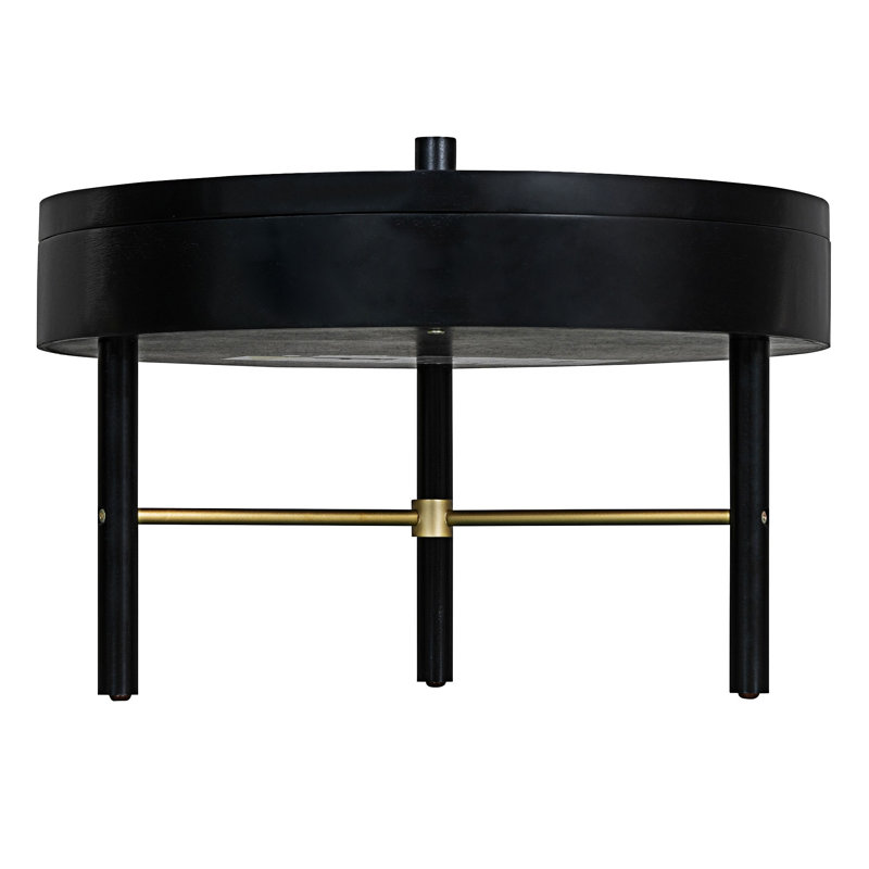 Wood Rotating Tray Coffee Table with Storage, Black