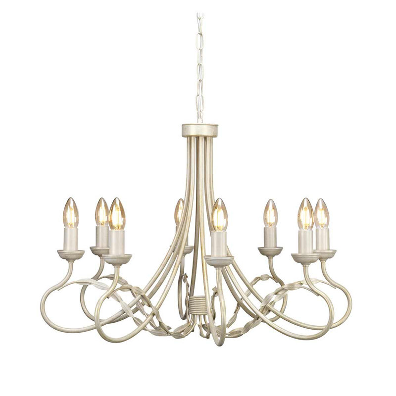 Ballyrashane 8 - Light Candle Style Chandelier, Ivory/Gold