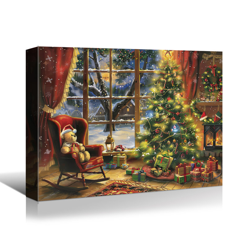 Arbre de Noël, art mural sur toile, H 12 po x l 18 po
