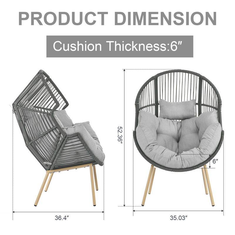 Hamac avec coussin Azuredee, Gris clair, Gris foncé