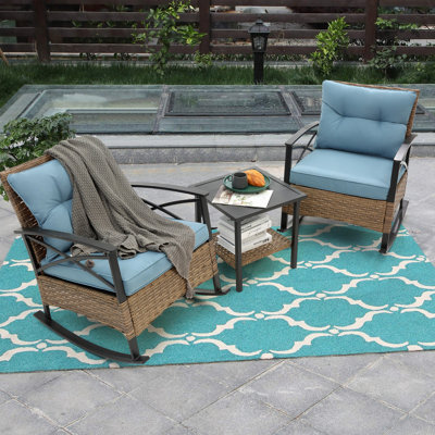 Ensemble de chaises berçantes d'extérieur 3 pièces