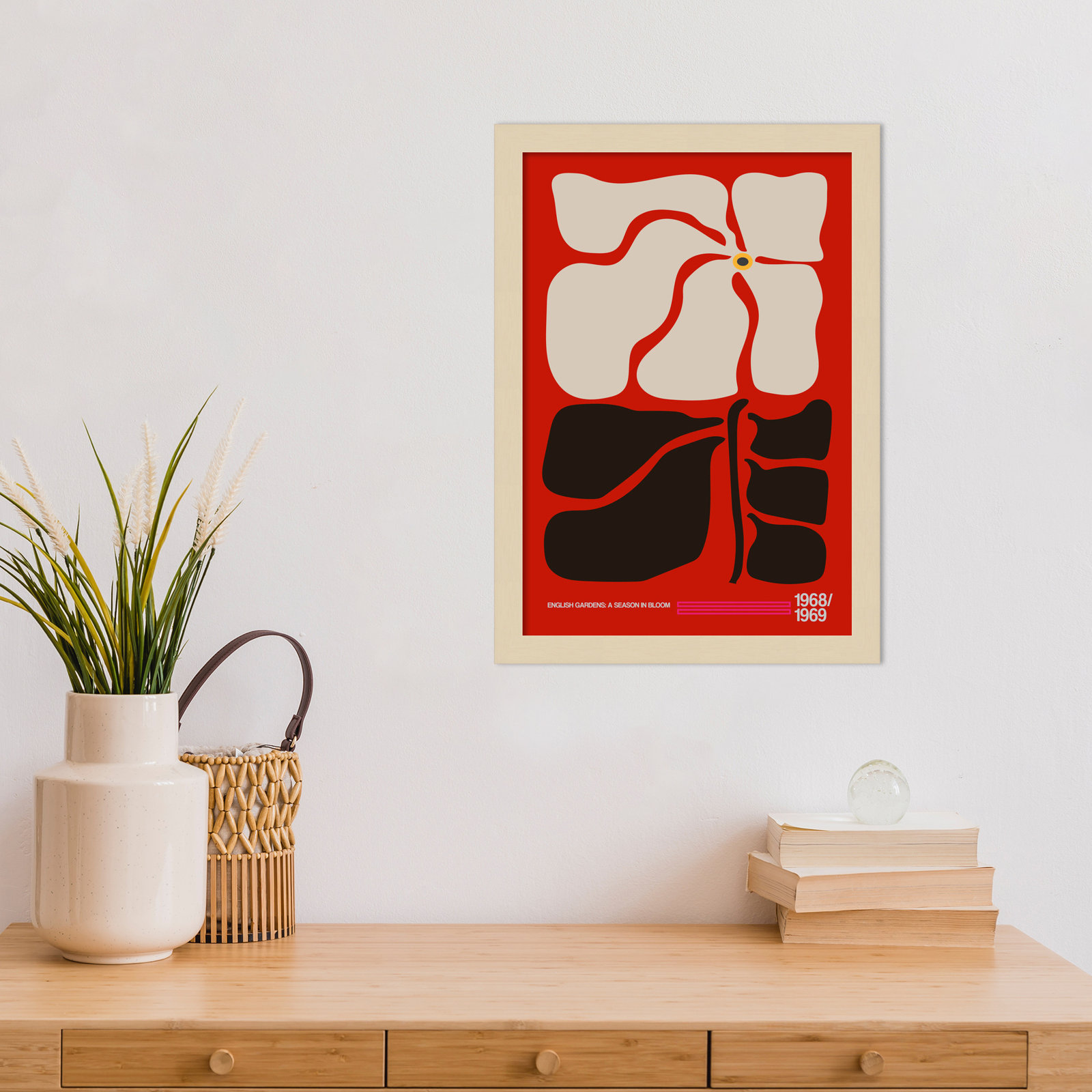 English Gardens Red by Frances Collett, Brown, 17" H x 12" W x 1" D