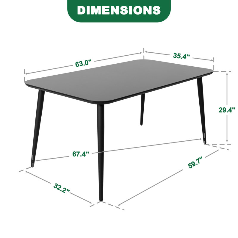Table de salle à manger avec plateau en verre trempé