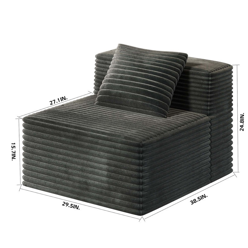 Canapé simple pour canapé modulaire modulaire, mousse à mémoire de forme haute densité, confortable et polyvalent pour toute pièce