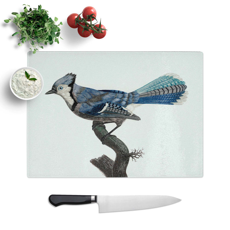Tempered Glass Jay Bird Chopping Board, 28.5 cm W x 20 cm L